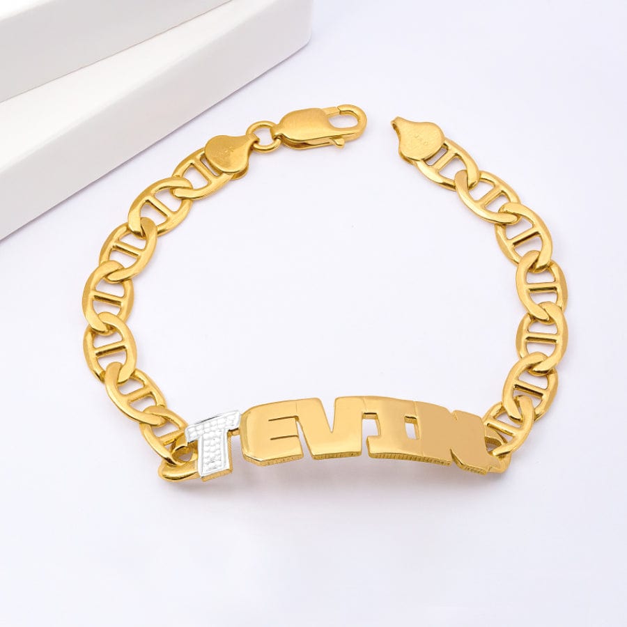 14K Gold over Sterling Silver Men's Name Bracelet "Robert"