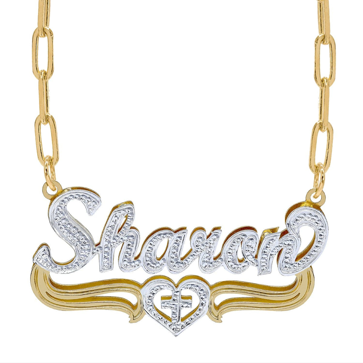 14k Gold over Sterling Silver / Paper Clip Chain Copy of Double Plated Nameplate Necklace &quot;Jessica&quot;