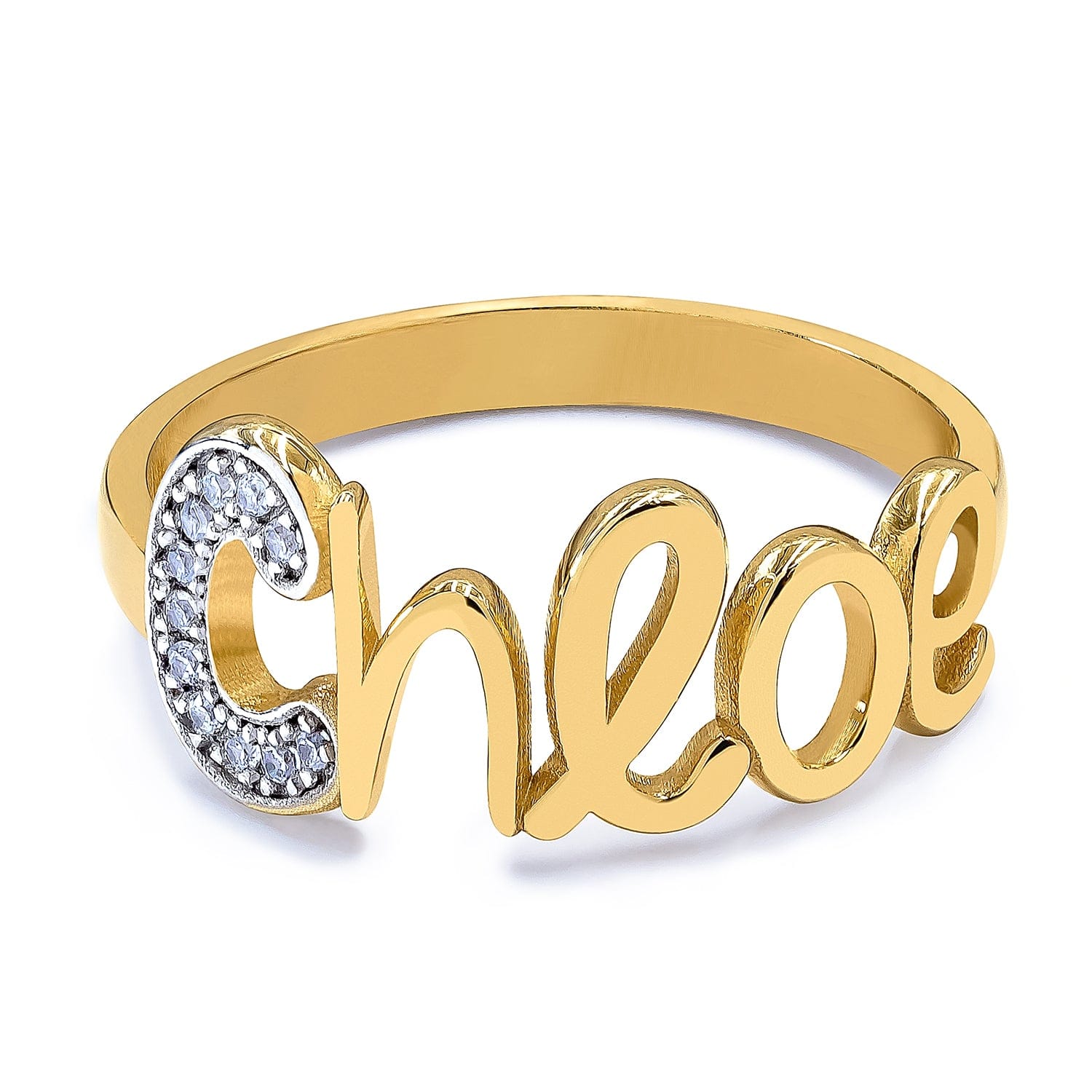 14K Gold over Sterling Silver Personalized Name Ring w/ Cubic Zirconia