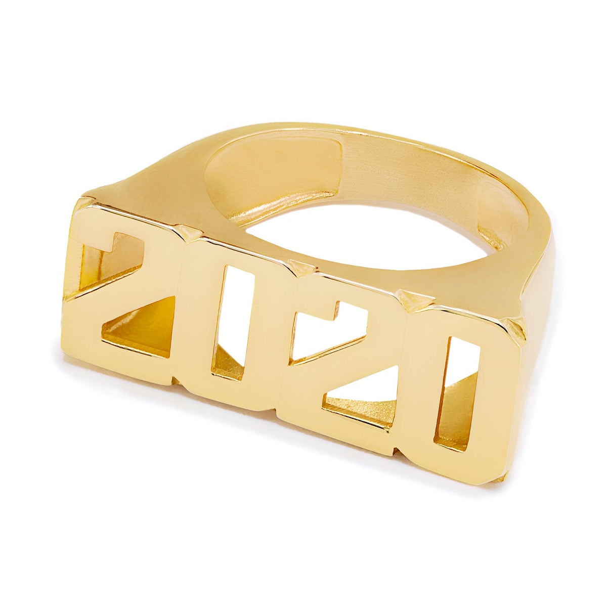 14K Gold over Sterling Silver Personalized Year Ring