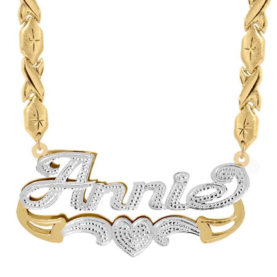 14K Gold over Sterling Silver / Xoxo Chain Copy of Personalized Double Nameplate necklace "Annie"