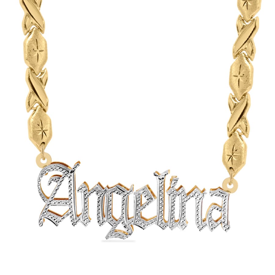 14k Gold over Sterling Silver / Xoxo Chain Custom Double Plated Name Necklace &quot;Angelina&quot;