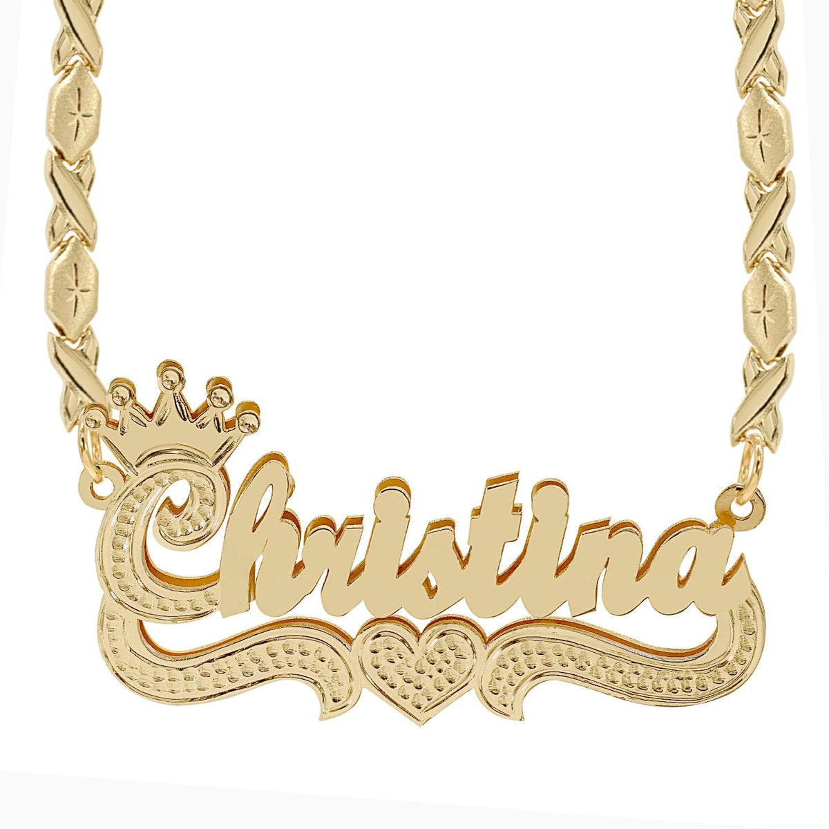 14k Gold over Sterling Silver / Xoxo Chain Double Plated Name Necklace &quot;Christina&quot;