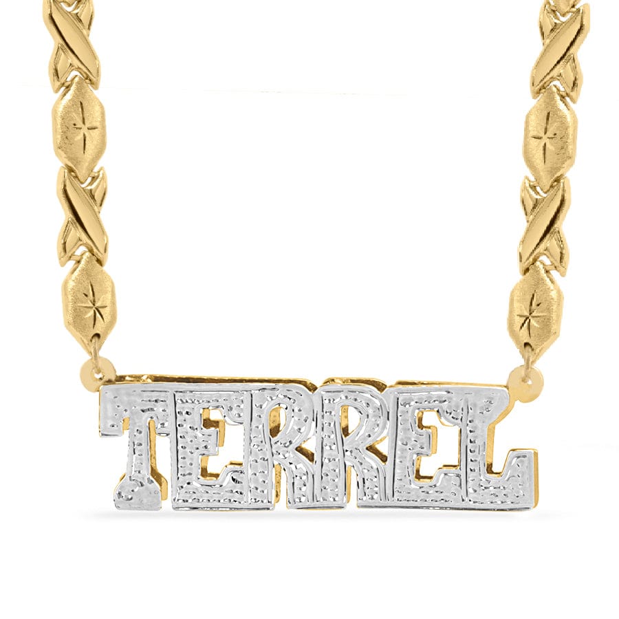 14k Gold over Sterling Silver / Xoxo Chain Double Plated Name Necklace &quot;Terrel&quot;