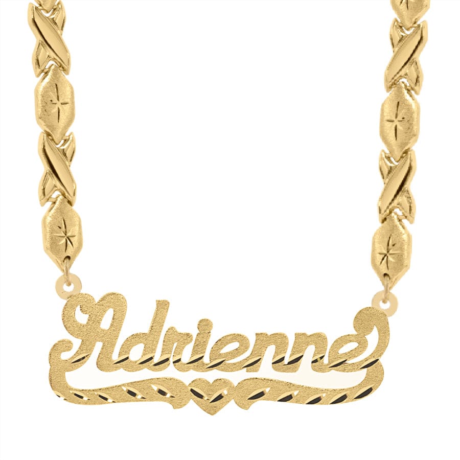 14K Gold over Sterling Silver / Xoxo Chain Name Pendant in Diamond cut