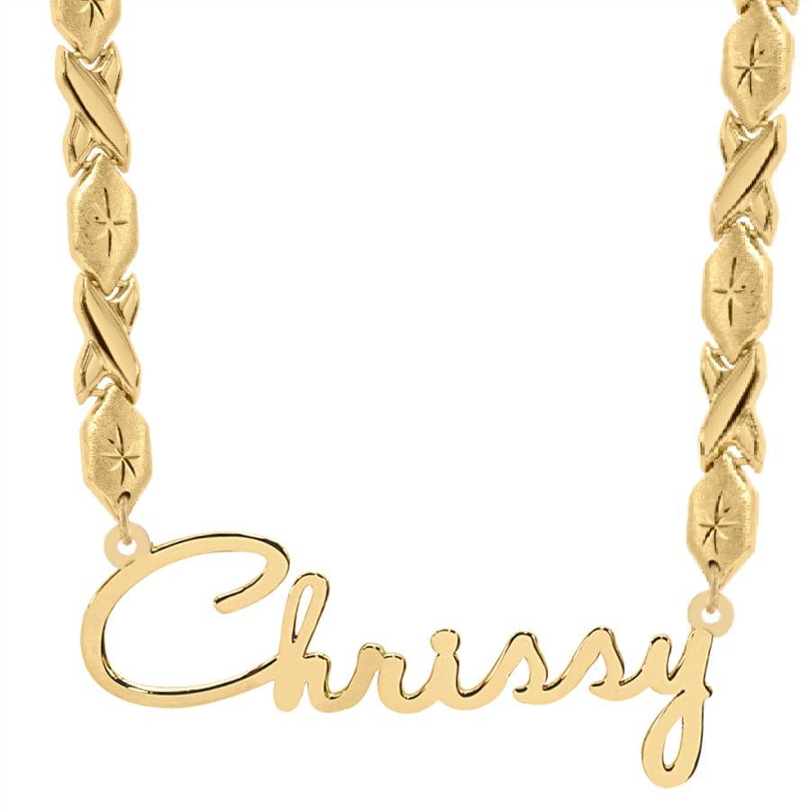 14K Gold Over Sterling Silver / Xoxo Chain Script Name Necklace
