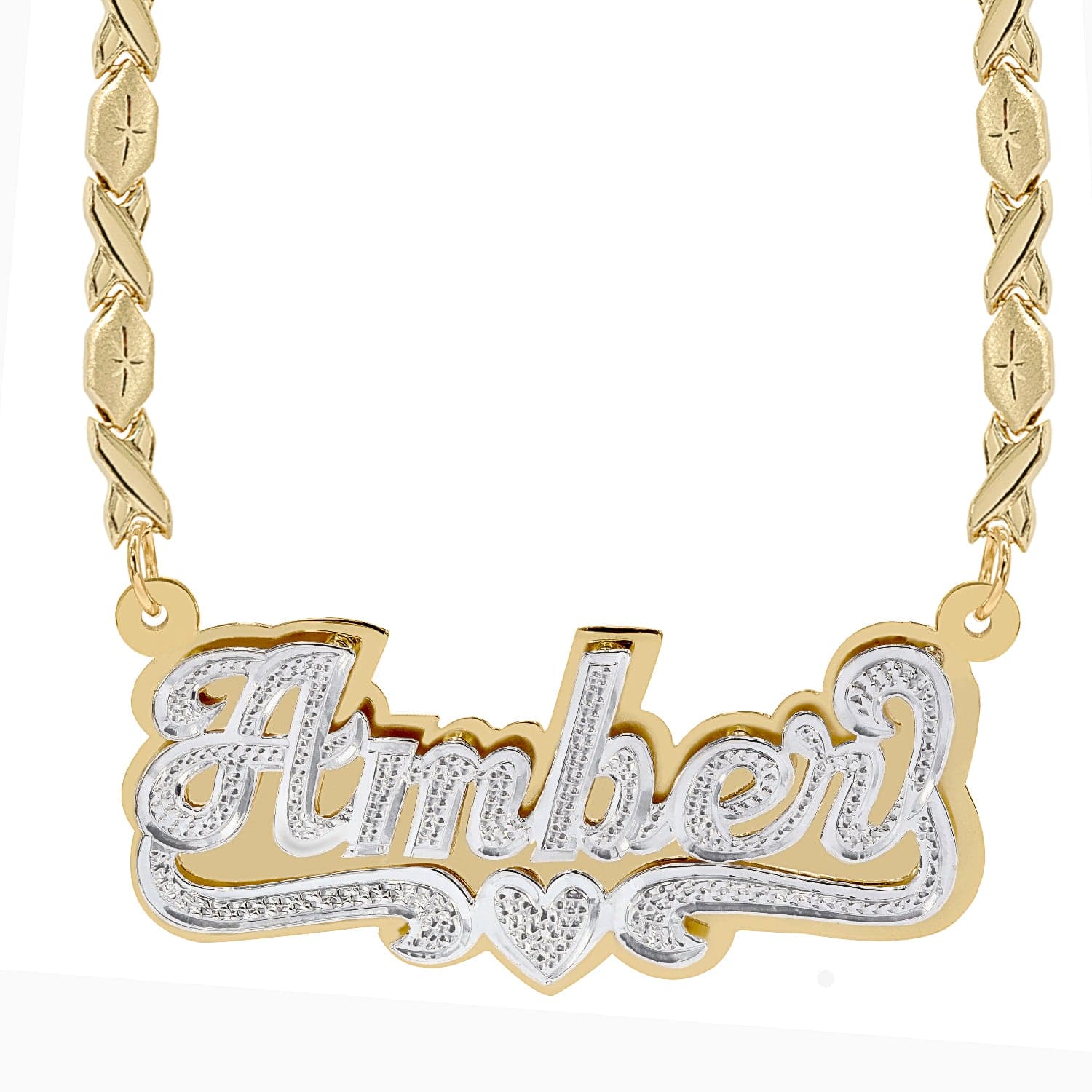 14K Solid Gold / Cuban Chain Solid Gold Double Plated Name Necklace