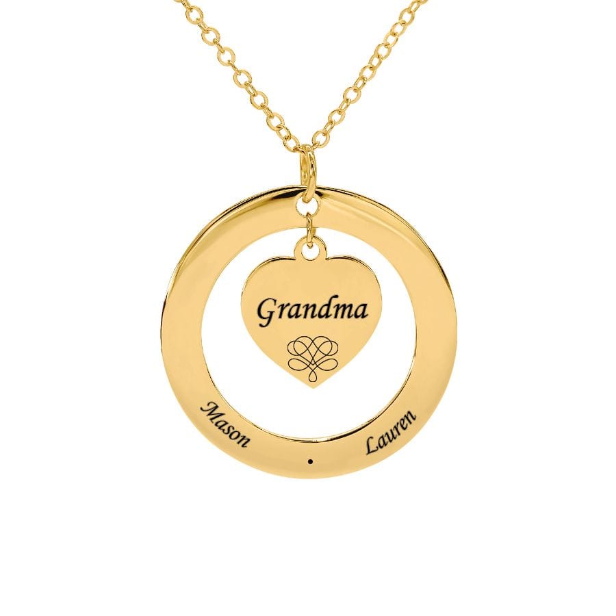2 Names / Mom / Silver Plated Mom/Grandma Heart Name Necklace