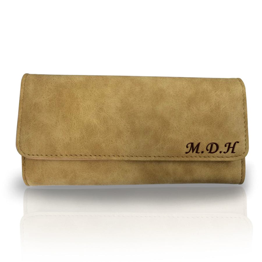 3 Initials / Black Personalized Leather Clutch