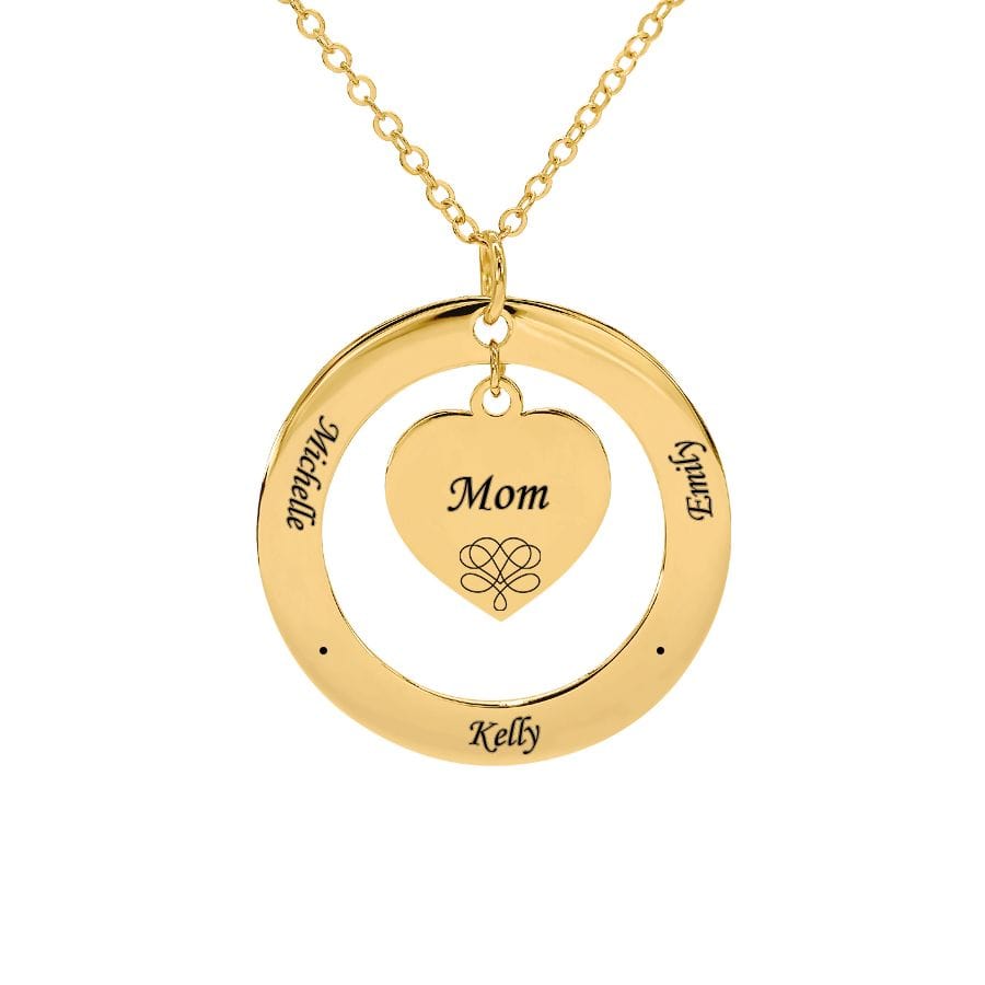 3 Names / Mom / Silver Plated Mom/Grandma Heart Name Necklace