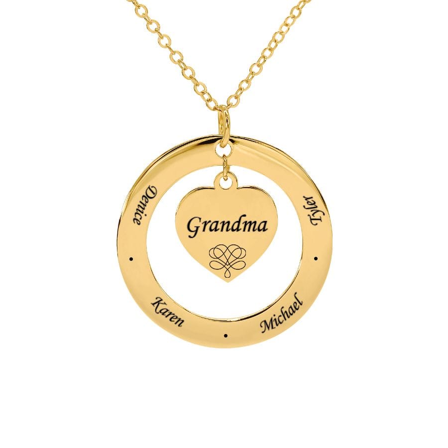 4 Names / Grandma / Silver Plated Mom/Grandma Heart Name Necklace