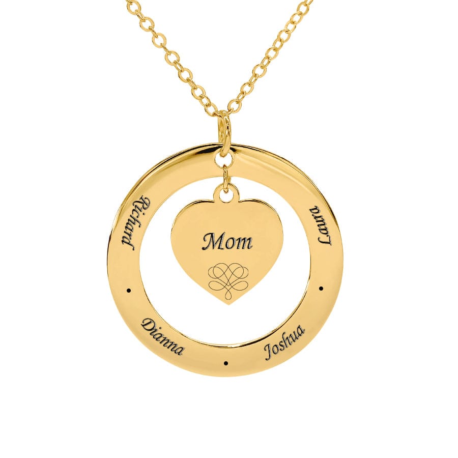 4 Names / Mom / Silver Plated Mom/Grandma Heart Name Necklace