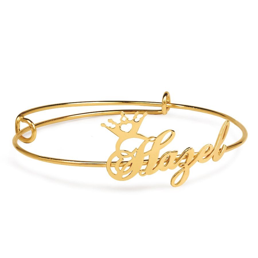 Adjustable Name Crown Bangle with FREE Wallet