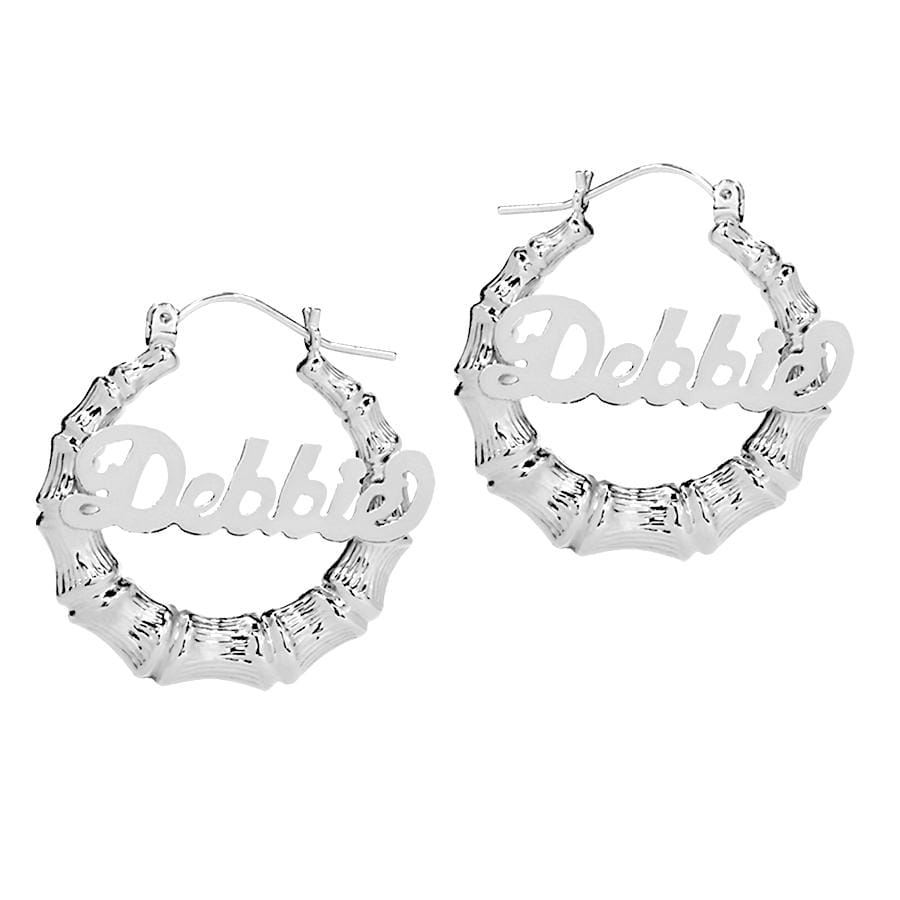 Bamboo (Debbie) / Sterling Silver Name Hoop Earrings - Classic