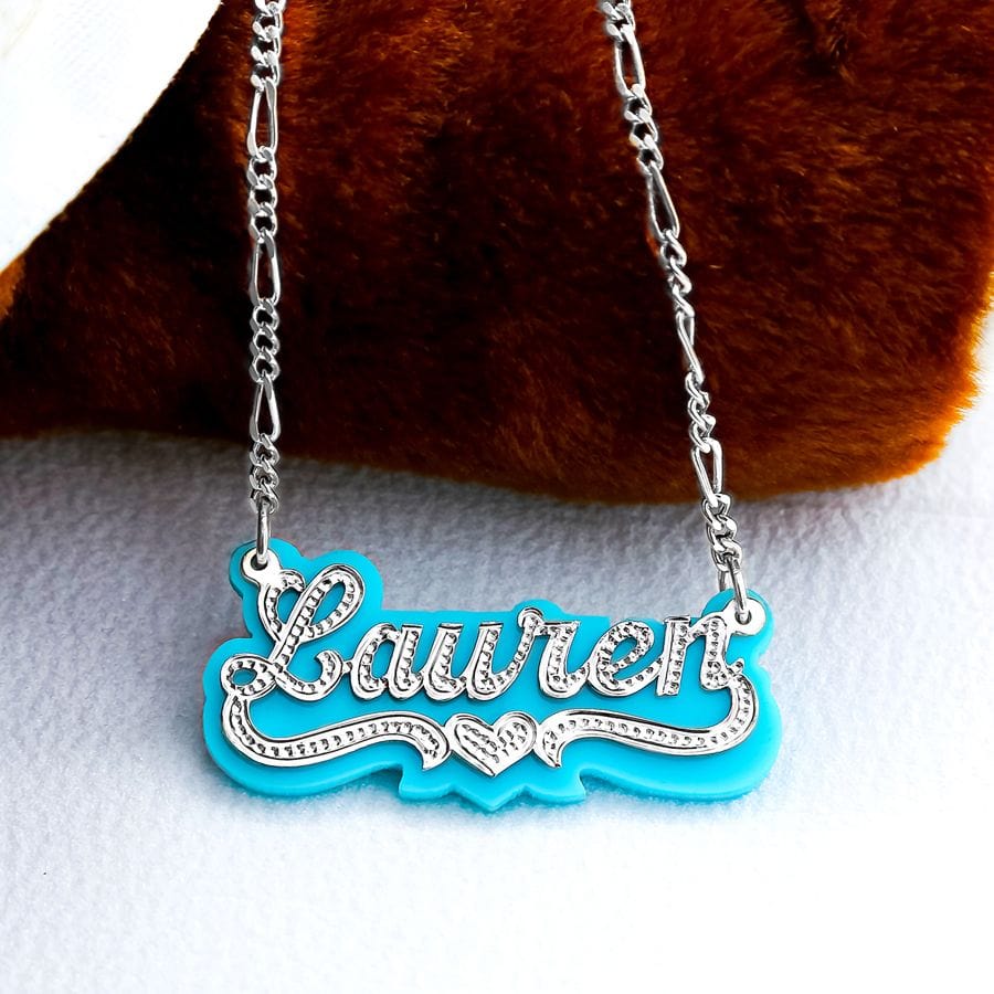 Acrylic name deals plate necklace