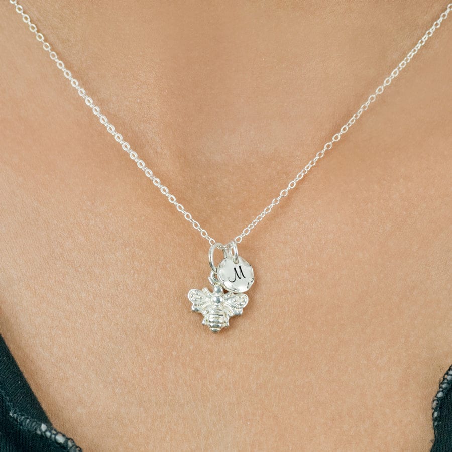 Bee Necklace with Optional Initial Disc
