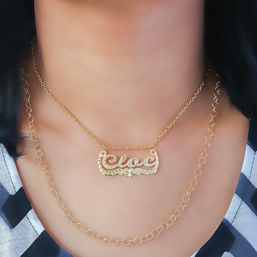 Gold Plated / 16" - 20" Celebrity Inspired Double Chain Name Necklace