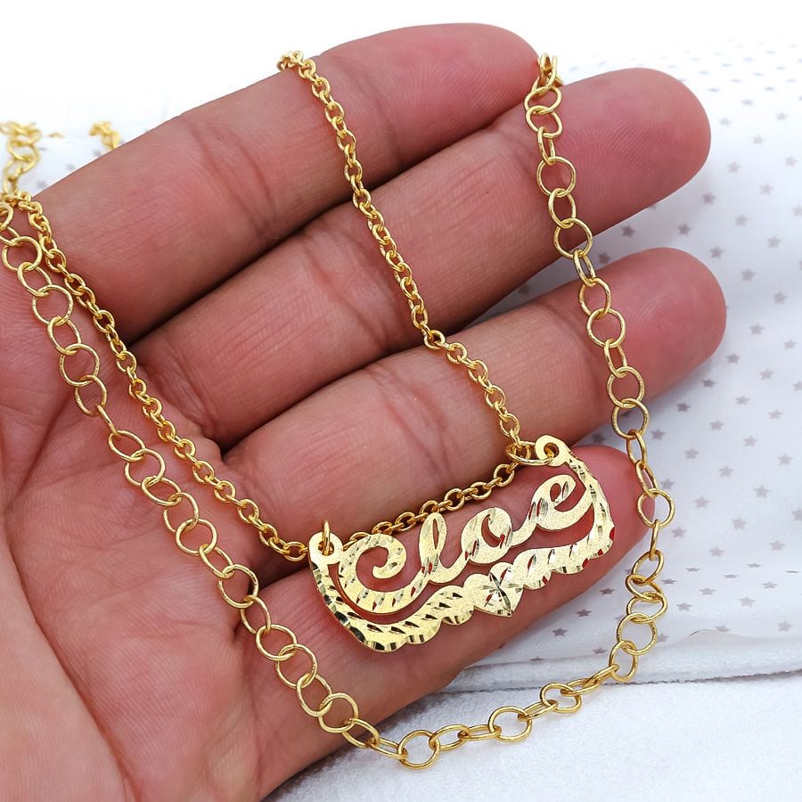 Name necklace on sale double chain