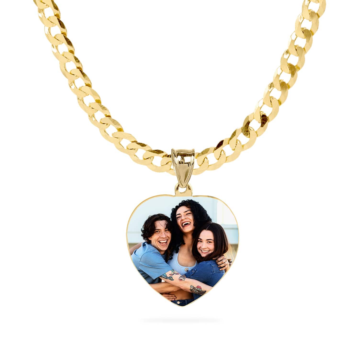 Colors / Gold Tone / Cuban Chain Personalized Portrait Necklace