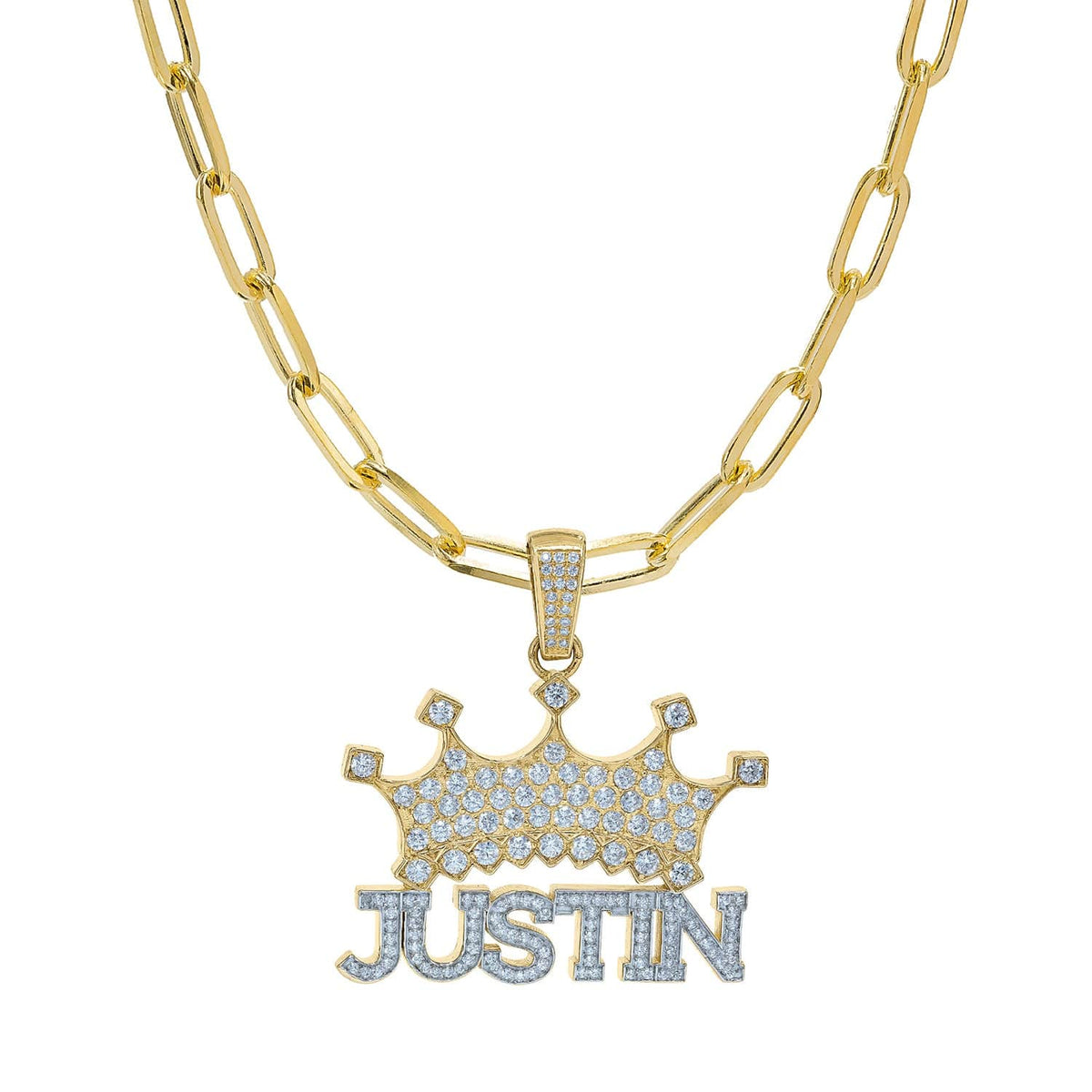 Copy of Personalized Double Nameplate Necklace with Crown &quot;Justin&quot;