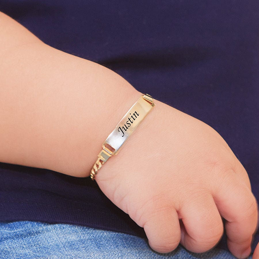 Gold Plated / 5" Engraved Baby Bracelet