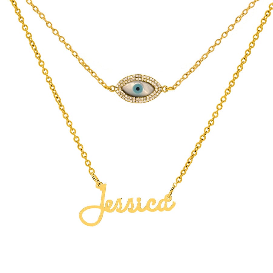 Eye Upgrade / Gold Plated &quot;Jessica&quot; Necklace with Motif