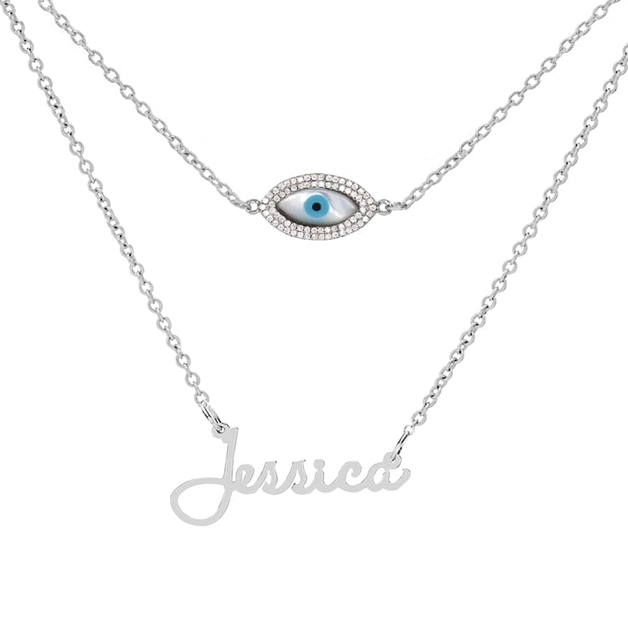 Eye Upgrade / Silver Plated &quot;Jessica&quot; Necklace with Motif