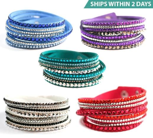 Fashion 5 Leatherette Wrap-Around Color Bracelets of your Choice!