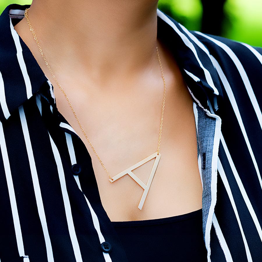 Gold Plated / 16+2" Three 1.5" Initial Necklaces