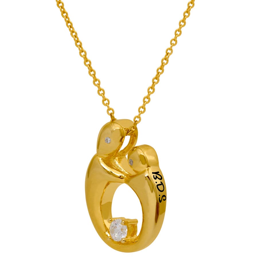 Gold Plated / 16&quot; / Link Chain Mother and Child Necklace