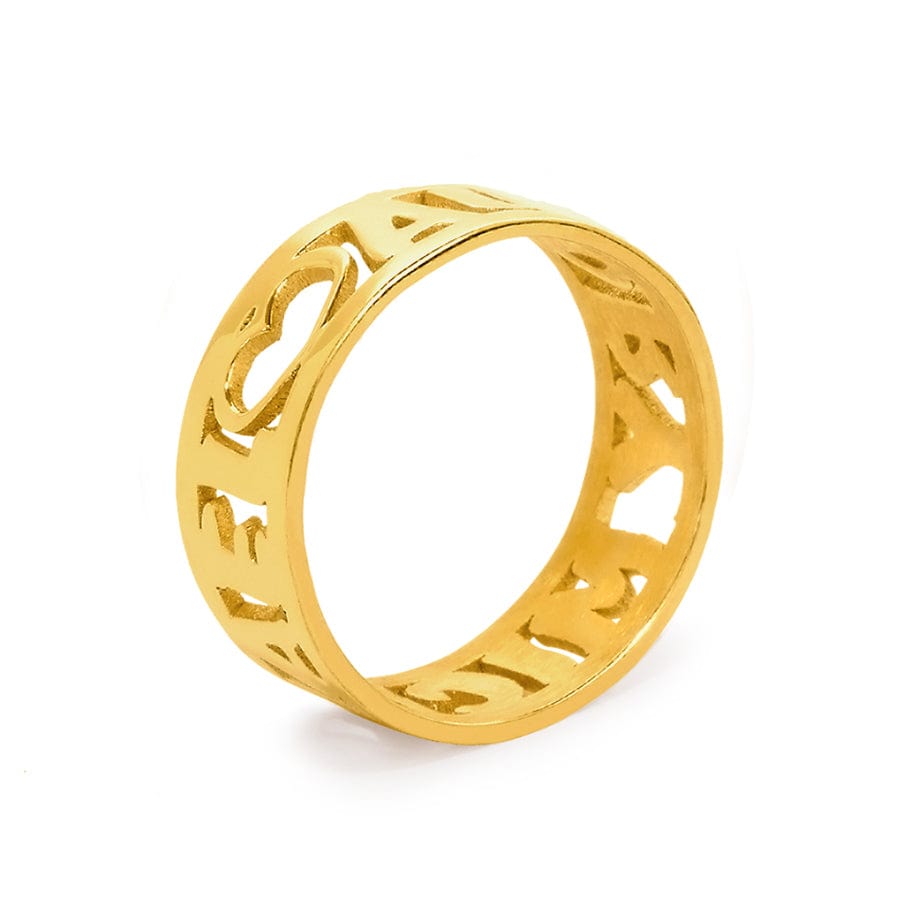 Gold Plated / 5 Personalized Sculpted Cut-Out Name Ring