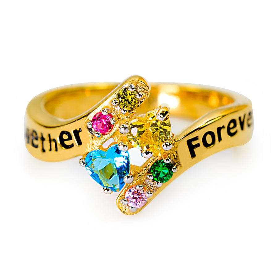 Gold Plated / 5 "Together Forever" Ring with Birthstones