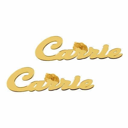 Gold Plated Carrie Stud Name Earrings