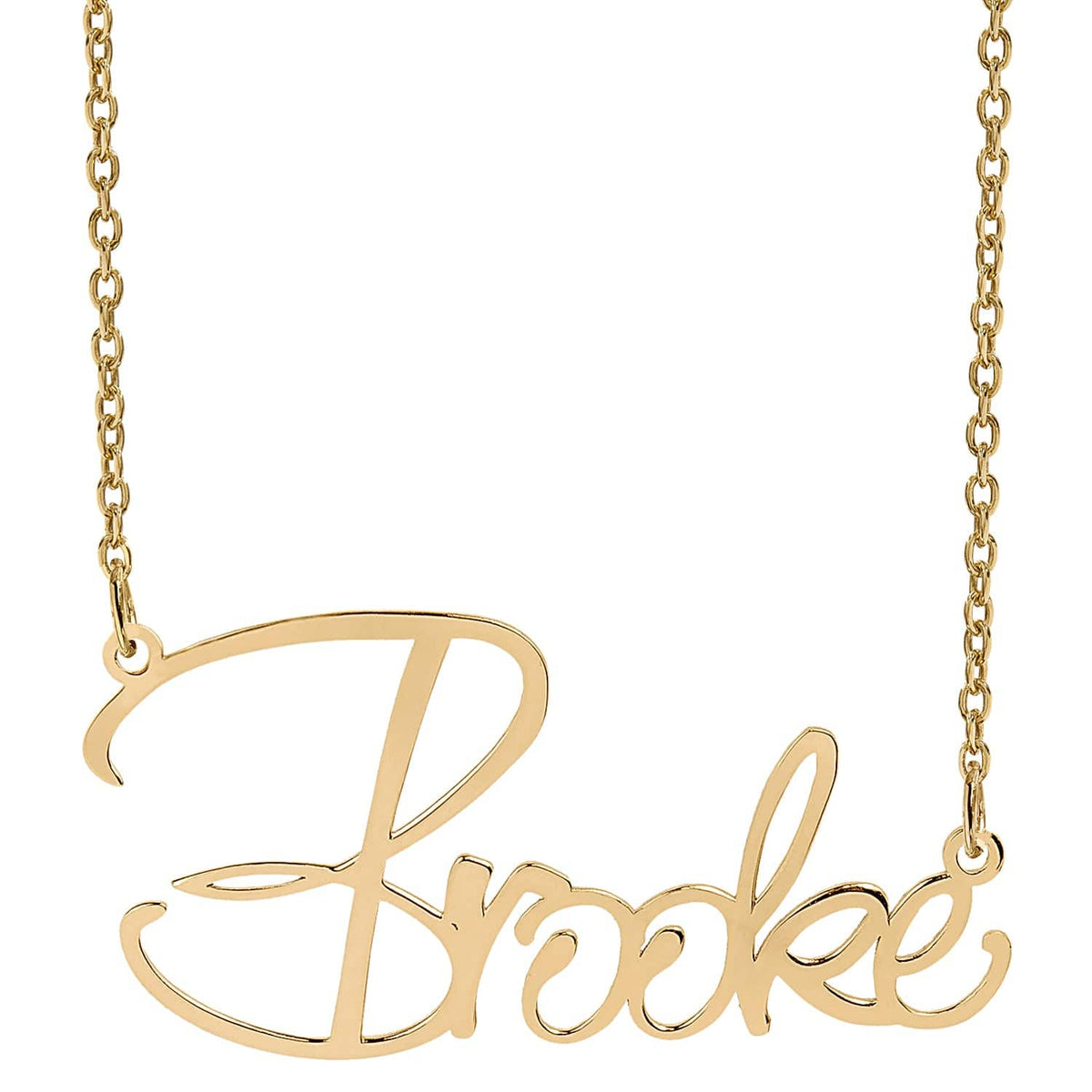 Gold Plated / Link Chain &quot;Brooke Style&quot; Name Plate Necklace