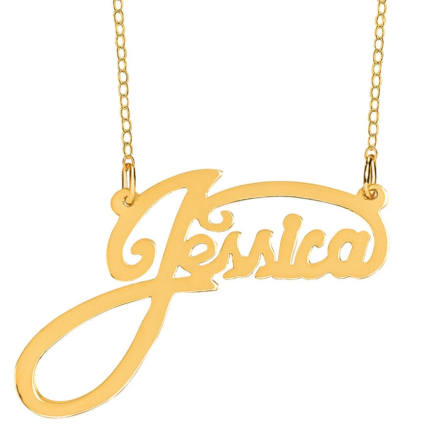 Gold Plated / Link Chain Name Plate "Jessica"