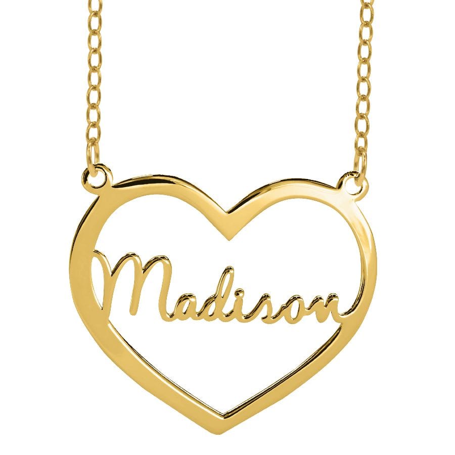 Gold Plated / Link chain / No Heart Nameplate Necklace