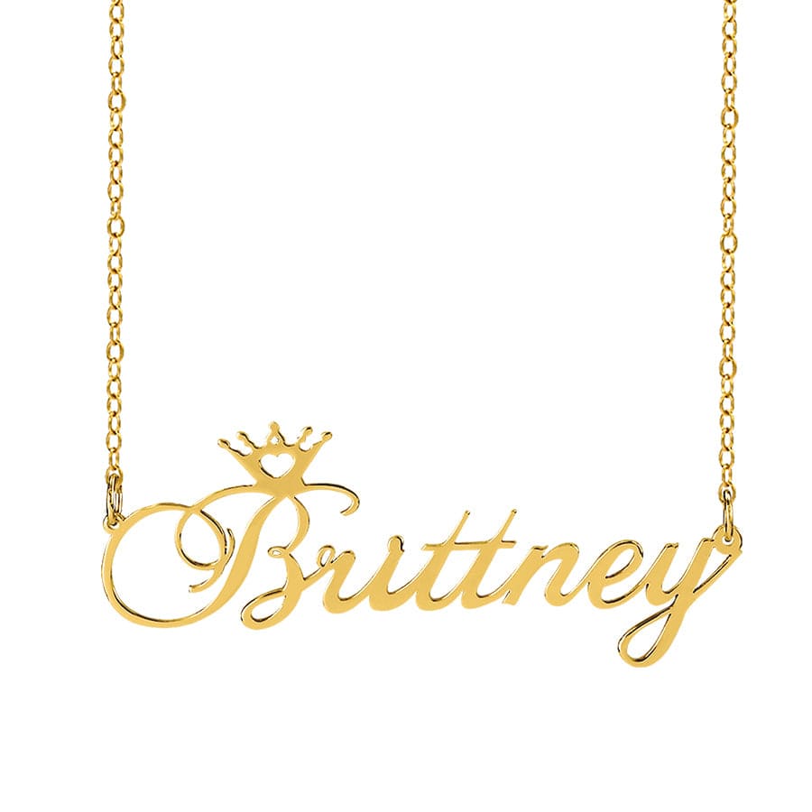Gold Plated / Link Chain / No Personalized Name Crown Necklace