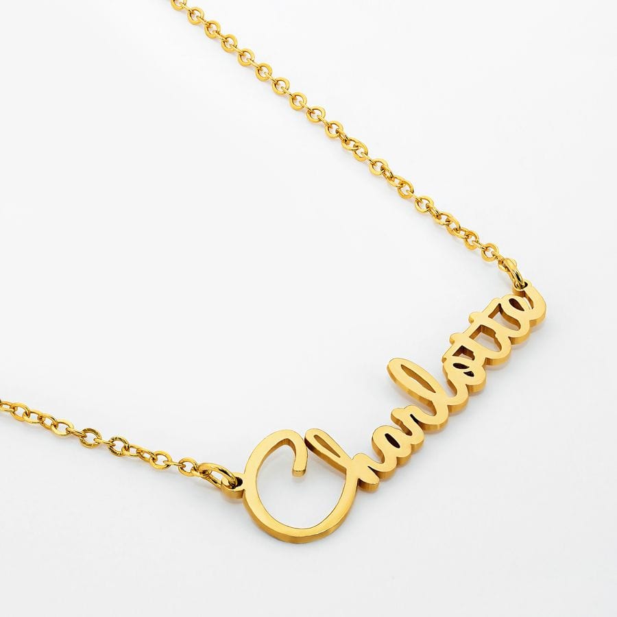 Gold Plated / Link Chain / No Script Name Necklace with Optional Constellation Necklace