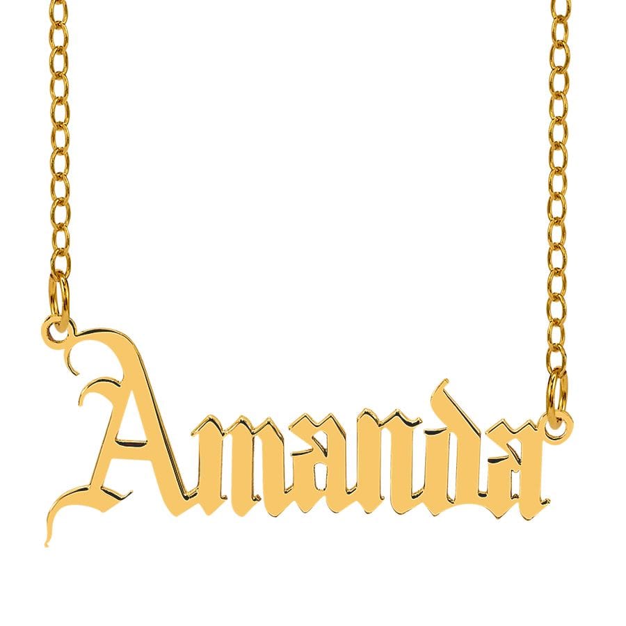 Gold Plated / Link Chain Old English Name Necklace