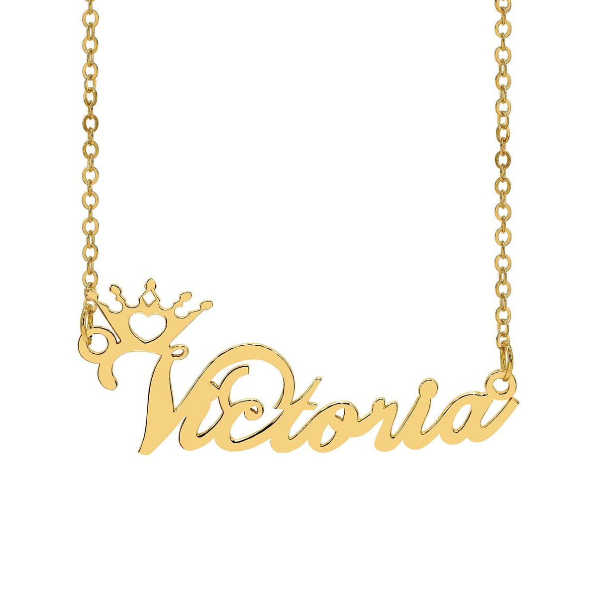 Gold Plated / Name Crown Necklace / 16&quot; Name Necklace of your choice with FREE 1.5&quot; Initial Necklace!