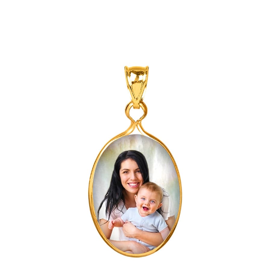 Gold Plated / No Chain Mother of Pearl Oval Portrait Pendant