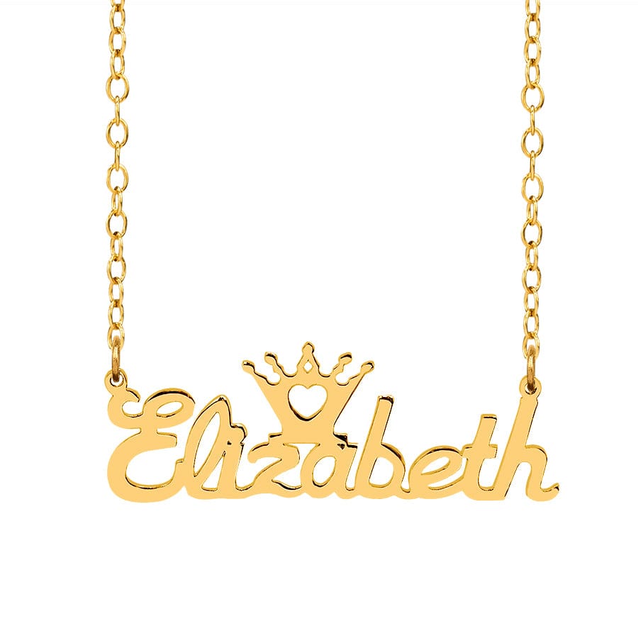 Gold Plated / No Rhodium and No Jewel Personalized Crown Name Plate