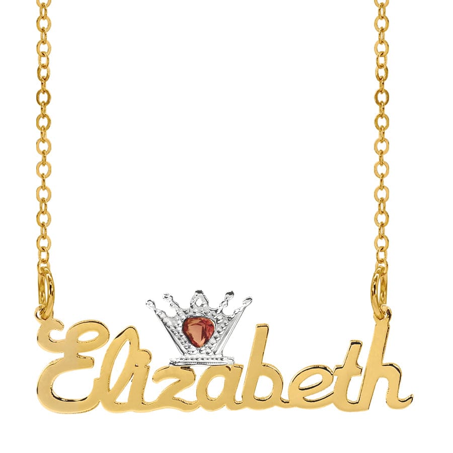 Gold Plated / Rhodium and Jewel Personalized Crown Name Plate
