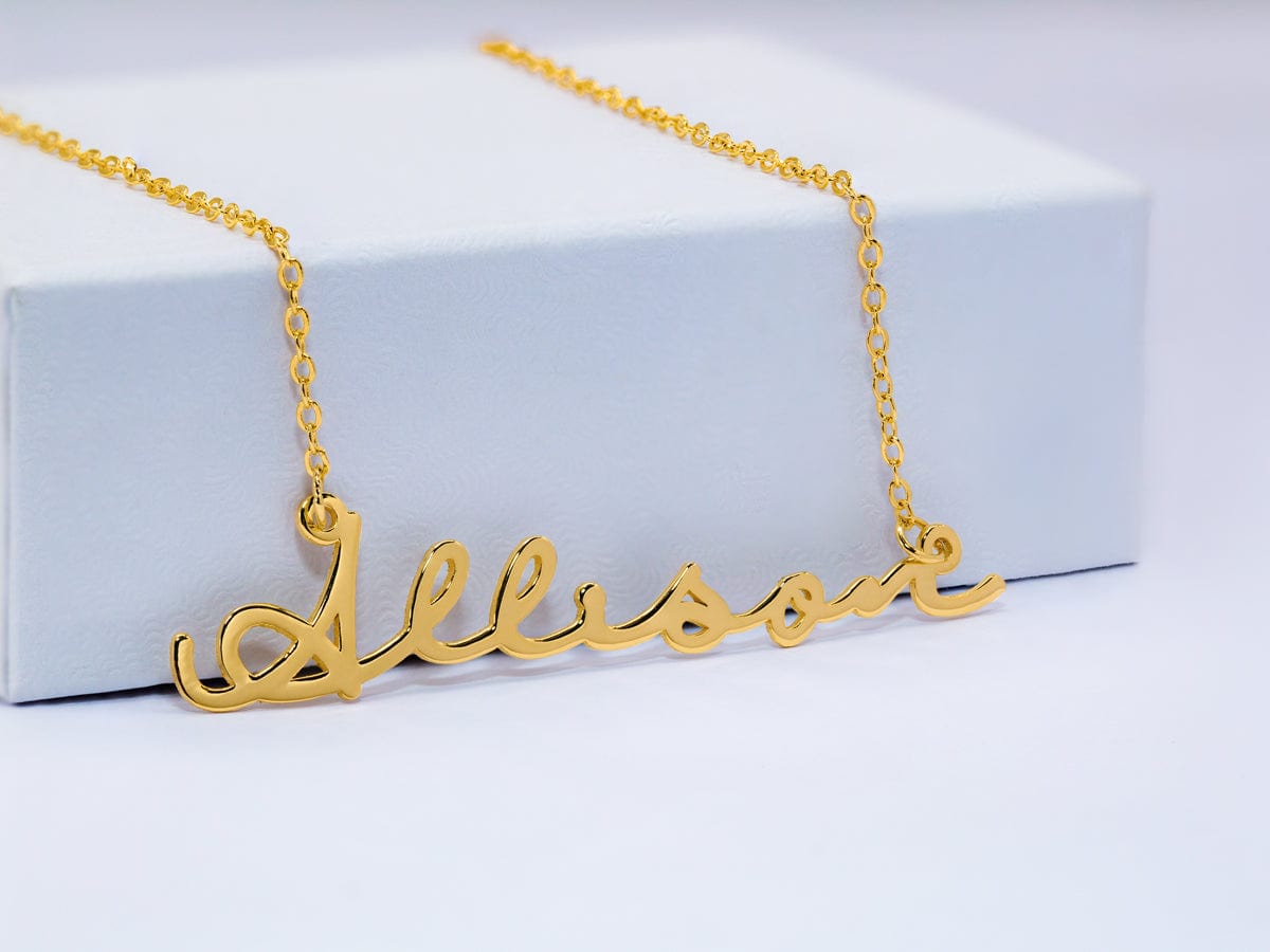 Gold Plated / Signature Name Necklace / 16&quot; Name Necklace of your choice with FREE 1.5&quot; Initial Necklace!