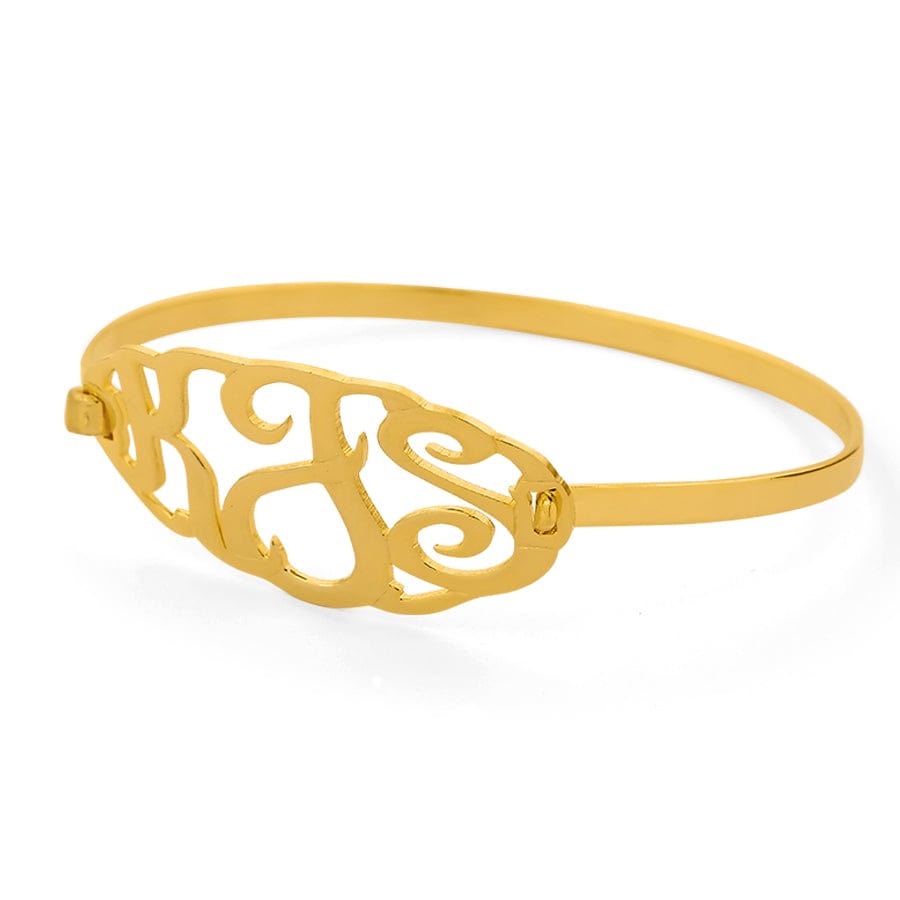 Clasp Bangle Monogram Bracelet Gold Plated / Medium