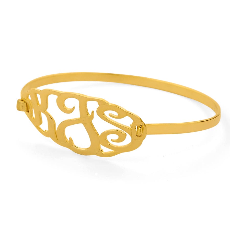Gold Plated / Small Clasp Bangle Monogram Bracelet