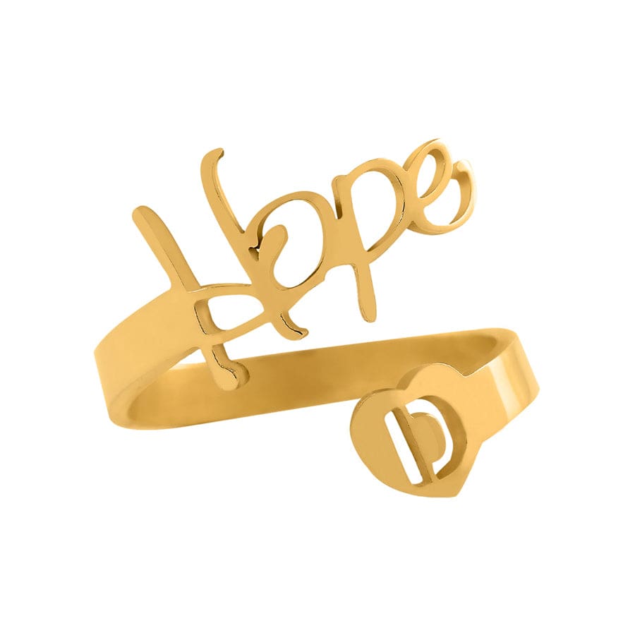 Gold Plated / Small / Hope &quot;Blessed&quot; With Initial Adjustable Ring