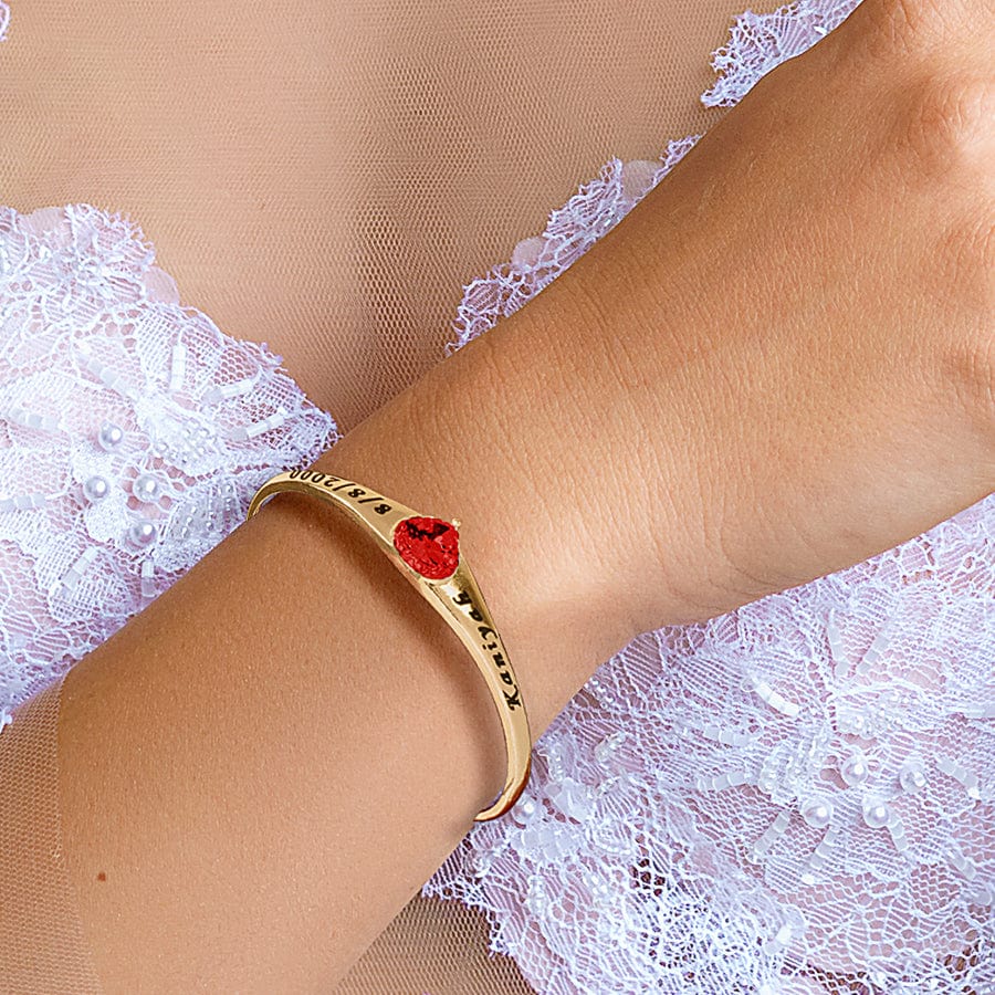1 Bracelet / Gold Plated Heart Birthstone Bangle