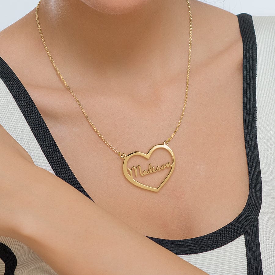 Gold Plated / Link chain / No Heart Nameplate Necklace