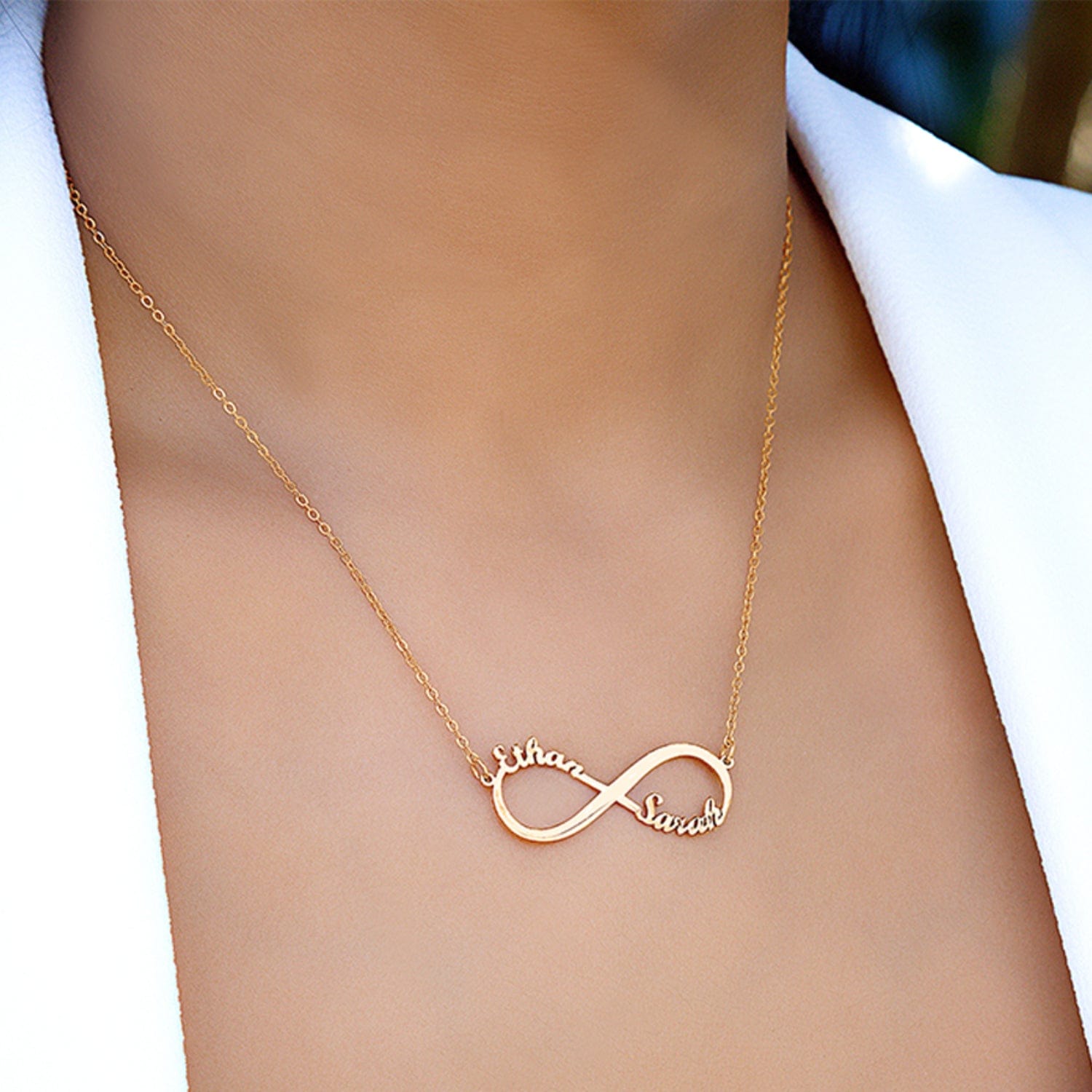 14k Gold over Sterling Silver / Link Chain Infinity Name Necklace